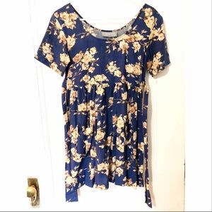 Dark blue floral spring dress